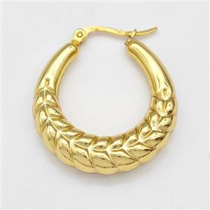 304 Stainless Steel Latchback Earring Gold Plated, approx 5-7mm, 30mm dia [SSB6096]