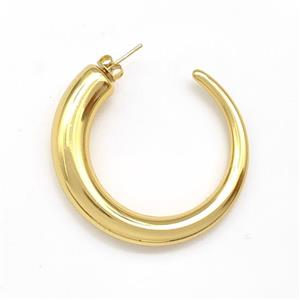 304 Stainless Steel Stud Earring Gold Plated, approx 3-9mm, 40mm [SSB6102]