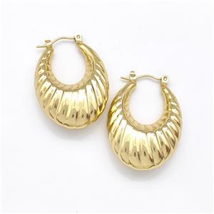 304 Stainless Steel Latchback Earring Gold Plated, approx 25-30mm [SSB6104]