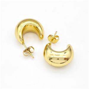 304 Stainless Steel Stud Earring Hollow Banana Gold Plated, approx 10mm, 18mm dia [SSB6126]