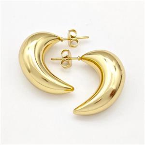 304 Stainless Steel Stud Earring Hollow Banana Gold Plated, approx 10mm, 15-20mm [SSB6127]