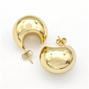 304 Stainless Steel Stud Earring Hollow Gold Plated, approx 17-24mm [SSB6128]