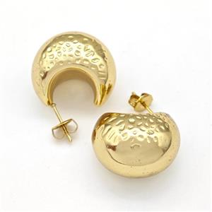 304 Stainless Steel Stud Earring Hollow Gold Plated, approx 17-24mm [SSB6129]