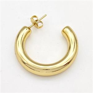 304 Stainless Steel Stud Earring Hollow Gold Plated, approx 6.5mm, 30mm dia [SSB6136]