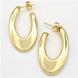304 Stainless Steel Stud Earring Hollow Gold Plated, approx 20-35mm [SSB6137]