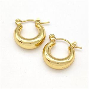 304 Stainless Steel Earring Hollow Gold Plated, approx 15mm dia [SSB6138]