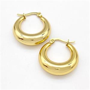 304 Stainless Steel Earring Hollow Gold Plated, approx 25mm dia [SSB6139]
