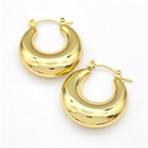304 Stainless Steel Earring Hollow Gold Plated, approx 25mm dia [SSB6140]