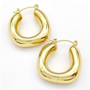 304 Stainless Steel Earring Hollow Gold Plated, approx 8mm, 25-27mm [SSB6142]