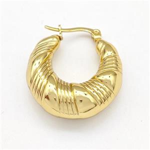 304 Stainless Steel Earring Hollow Gold Plated, approx 25mm dia [SSB6144]