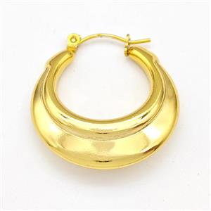 304 Stainless Steel Earring Hollow Gold Plated, approx 28mm dia [SSB6146]
