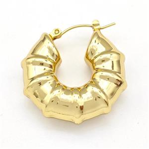304 Stainless Steel Earring Hollow Gold Plated, approx 9mm, 28mm dia [SSB6147]