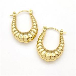 304 Stainless Steel Earring Hollow Gold Plated, approx 18-23mm [SSB6148]