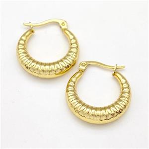 304 Stainless Steel Earring Hollow Gold Plated, approx 22mm dia [SSB6150]