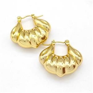 304 Stainless Steel Earring Hollow Gold Plated, approx 20-25mm [SSB6151]