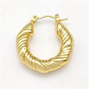 304 Stainless Steel Earring Hollow Gold Plated, approx 25mm dia [SSB6157]