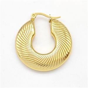 304 Stainless Steel Earring Hollow Gold Plated, approx 30mm dia [SSB6158]