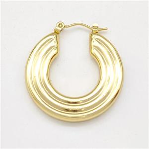 304 Stainless Steel Earring Hollow Gold Plated, approx 30mm dia [SSB6159]