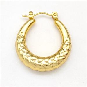304 Stainless Steel Earring Hollow Gold Plated, approx 25mm dia [SSB6160]