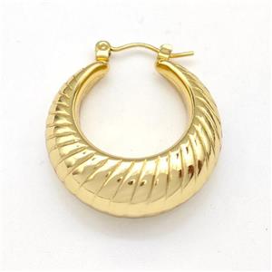 304 Stainless Steel Earring Hollow Gold Plated, approx 27mm dia [SSB6162]