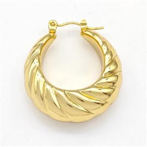 304 Stainless Steel Earring Hollow Gold Plated, approx 27mm dia [SSB6163]