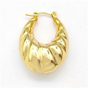 304 Stainless Steel Earring Hollow Gold Plated, approx 25-30mm [SSB6164]