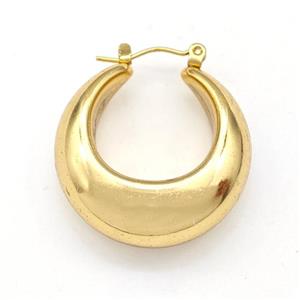 304 Stainless Steel Earring Hollow Gold Plated, approx 28mm dia [SSB6165]