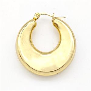 304 Stainless Steel Earring Hollow Gold Plated, approx 30mm dia [SSB6168]