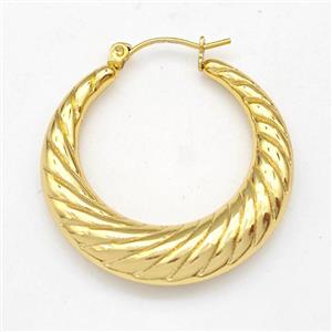 304 Stainless Steel Earring Hollow Gold Plated, approx 33mm dia [SSB6172]