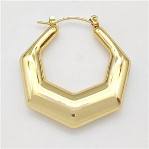 304 Stainless Steel Earring Hollow Gold Plated, approx 35mm dia [SSB6173]