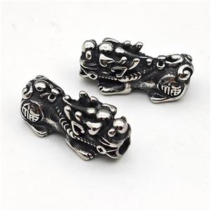 Chinese Pixiu Charms Stainless Steel Beads Large Hole Antique Silver, approx 12-25mm, 3mm hole [SSB6178]