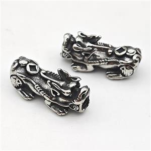 Chinese Pixiu Charms Stainless Steel Beads Large Hole Antique Silver, approx 13-27mm, 3mm hole [SSB6180]