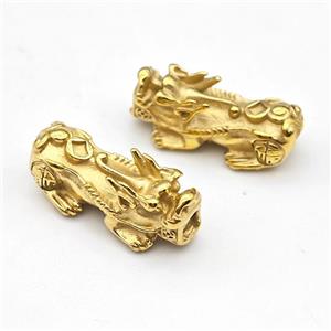 Chinese Pixiu Charms Stainless Steel Beads Large Hole Gold Plated, approx 13-27mm, 3mm hole [SSB6181]