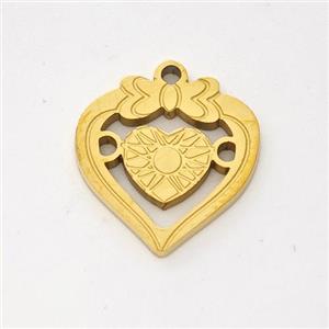 Stainless Steel Heart Pendant Gold Plated, approx 14.5mm [SSB6183]