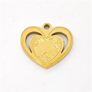 Stainless Steel Heart Pendant Gold Plated, approx 15mm [SSB6184]