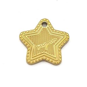 Stainless Steel Star Pendant Gold Plated, approx 16mm [SSB6189]