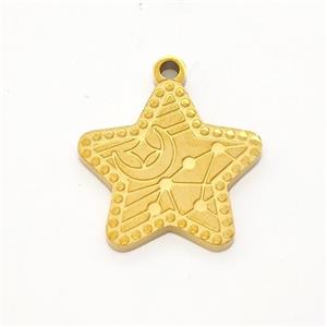 Stainless Steel Star Pendant Gold Plated, approx 15mm [SSB6190]