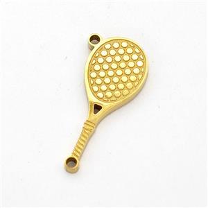 Tennis Racket Charms Stainless Steel Pendant Sports Gold Plated, approx 7-16.5mm [SSB6192]