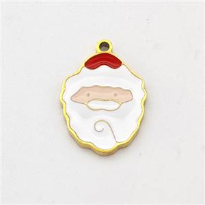 Santa Claus Charms 304 Stainless Steel Pendant Enamel Gold Plated, approx 10-12mm [SSB6195]