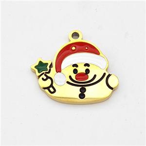 Santa Claus Charms Stainless Steel Pendant Enamel Gold Plated, approx 11-16mm [SSB6196]