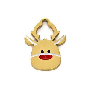 Christmas Reindeer Charms Stainless Steel Pendant Enamel Gold Plated, approx 12-16mm [SSB6199]