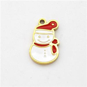 Christmas Snowman Charms Stainless Steel Pendant Enamel Gold Plated, approx 8-13mm [SSB6200]
