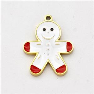 Christmas Snowman Charms Stainless Steel Pendant Enamel Gold Plated, approx 12-15mm [SSB6202]