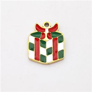Christmas Gift Charms Stainless Steel Pendant Enamel Gold Plated, approx 10-12mm [SSB6206]