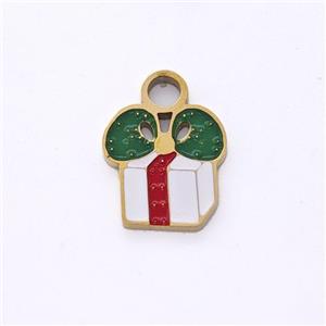 Christmas Gift Charms Stainless Steel Pendant Enamel Gold Plated, approx 10mm [SSB6207]