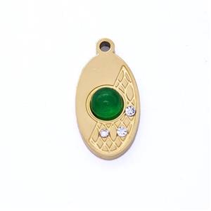 Stainless Steel Oval Pendant Pave Rhinestone Gold Plated, approx 8-14mm [SSB6240]