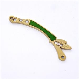 Stainless Steel Bamboo Pendant Pave Rhinestone 2loops Gold Plated, approx 7-30mm [SSB6257]
