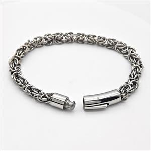 304 Stainless Steel Bracelet Antique Silver, approx 8-30mm, 6mm, 21cm length [SSB6265]