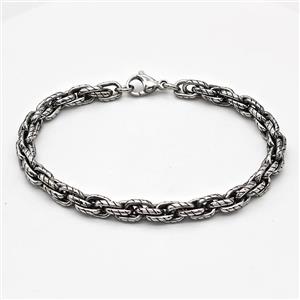 304 Stainless Steel Bracelet Antique Silver, approx 6mm, 21cm length [SSB6269]
