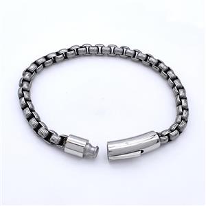 304 Stainless Steel Bracelet Antique Silver, approx 8-30mm, 6mm, 21cm length [SSB6273]